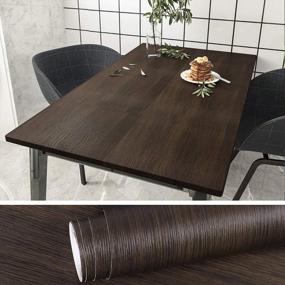 img 4 attached to VEELIKE Dark Wood Wallpaper Peel And Stick Removable Waterproof Wood Grain Contact Paper Self Adhesive Wood Look Contact Paper Vinyl Wrap For Cabinets Countertops Kitchen Furniture Table 15.7''X354''