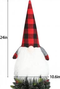 img 1 attached to Large 24 Inch Buffalo Plaid Swedish Gnome Christmas Tree Topper - Sattiyrch