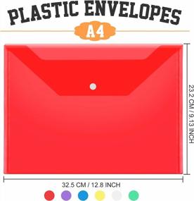 img 3 attached to Прозрачные пластиковые конверты с защелкой – упаковка из 24 | Размер A4/US Letter, многоразовые папки для хранения документов для офиса и школы