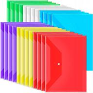 clear snap-closure plastic envelopes – pack of 24 | a4/us letter size, reusable document storage folders for office and school use logo