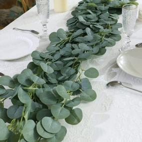 img 2 attached to Dolicer Faux Eucalyptus Garland, 3 Packs 20Ft Eucalyptus Garland, Artificial Eucalyptus Garland, Faux Eucalyptus With Fake Leaves Garland, Greenery Garland For Wedding Party Arch Dinner Table Decor