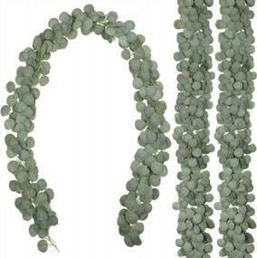 img 4 attached to Dolicer Faux Eucalyptus Garland, 3 Packs 20Ft Eucalyptus Garland, Artificial Eucalyptus Garland, Faux Eucalyptus With Fake Leaves Garland, Greenery Garland For Wedding Party Arch Dinner Table Decor