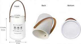 img 2 attached to Ceramic Utensil Holder With Chic PU Leather Design For Organized Countertop Storage