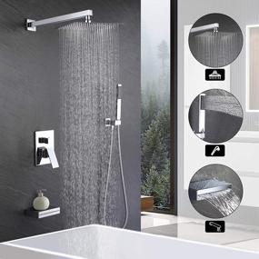 img 3 attached to KES XB6305-CH Chrome Shower System With 10 Inch Rainfall Showerhead And Handheld Spray Pressure Balance Tub Spout Bath Faucet Set