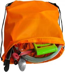 img 1 attached to 24 Pack Orange Green Drawstring Sport Bag Gym Cinch Sack Backpack By GoodtoU