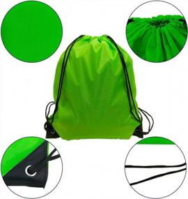 img 3 attached to 24 Pack Orange Green Drawstring Sport Bag Gym Cinch Sack Backpack By GoodtoU