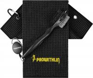 prowithlin golf club brush and towel set: ultimate golf accessory for men and women - dual bristles, groove cleaner, and retractable zip-line buckle logo
