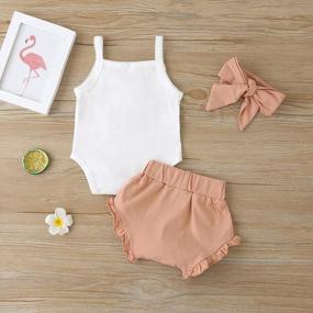 img 3 attached to Easisim 3pcs Newborn Baby Girls Cotton Romper Jumpsuit Set - Sleeveless Bodysuit, Shorts, and Headband Outfit