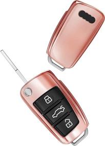 img 2 attached to 🔑 kwmobile Key Cover for Audi - Stylish Rose Gold High Gloss Finish