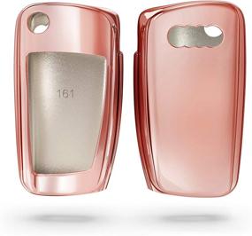 img 4 attached to 🔑 kwmobile Key Cover for Audi - Stylish Rose Gold High Gloss Finish