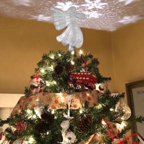 img 3 attached to Silver YZHI Angel Tree Topper - украшение рождественской елки с украшениями с подсветкой проектора и снежинками!