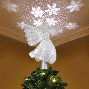 img 4 attached to Silver YZHI Angel Tree Topper - украшение рождественской елки с украшениями с подсветкой проектора и снежинками!