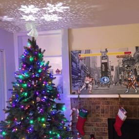 img 1 attached to Silver YZHI Angel Tree Topper - украшение рождественской елки с украшениями с подсветкой проектора и снежинками!