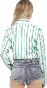 img 3 attached to Women'S Striped Long Sleeve Shirt Blouse Print #2042