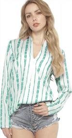 img 4 attached to Women'S Striped Long Sleeve Shirt Blouse Print #2042