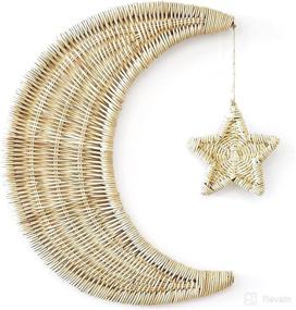 img 4 attached to 🌙 Bebe Bask Handmade Rattan Moon Wall Décor with Hanging Star - Moon Decor - 100% Natural Organic Rattan Moon Decor for Boho Nursery - Moon and Stars Nursery Décor - Stars and Moon Nursery Décor