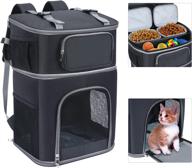 🐾 versmelo 2-in-1 pet carrier backpack and travel bag for cats and dogs, large compartment for cat dog, pet supplies organizer, 2 food containers, multi-function pockets, black logo