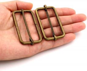 img 2 attached to 2 X 1 Inch Bronze Metal Slide Adjuster Buckle Tri-Glides With Movable Center Bar For Straps