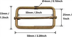 img 3 attached to 2 X 1 Inch Bronze Metal Slide Adjuster Buckle Tri-Glides With Movable Center Bar For Straps