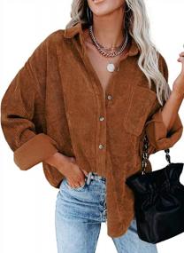 img 4 attached to AUSELILY Women'S Oversized Corduroy Jacket Button Down Shirts Shacket Long Sleeve Blouses Tops
