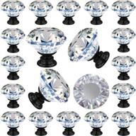 goodtou crystal drawer cabinet knobs diamond shaped crystal glass knobs pulls 30mm for dresser kitchen wardrobe cupboard (25 pack, black) логотип