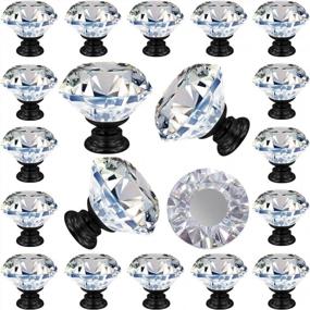 img 4 attached to GoodtoU Crystal Drawer Cabinet Knobs Diamond Shaped Crystal Glass Knobs Pulls 30Mm For Dresser Kitchen Wardrobe Cupboard (25 Pack, Black)