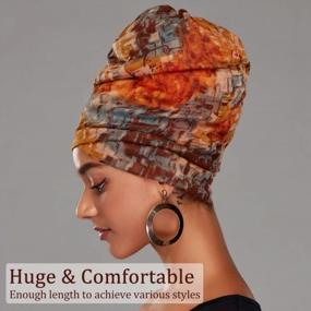 img 3 attached to Get A Stylish Look With VVolf Turban Stretch Scarf: Perfect African Tie-Dye Head Wrap For Women With Long Hair By Urban Turbanista