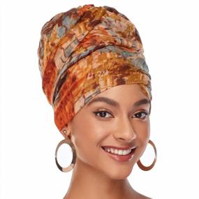 img 4 attached to Get A Stylish Look With VVolf Turban Stretch Scarf: Perfect African Tie-Dye Head Wrap For Women With Long Hair By Urban Turbanista