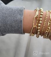 img 1 attached to 💍 Gold Chain Bracelets Set for Women: 9 Pieces of Adjustable Fashion Paperclip, Italian Cuban, Chunky Flat Cable and Beaded Link Jewelry – Perfect Gift for Women and Girls. review by Sophia Sanchez