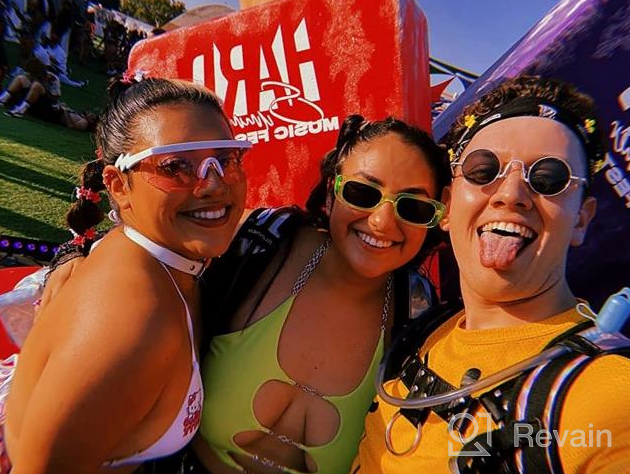 img 1 attached to 🌈 Semi Rimless Neon Rainbow Sunglasses by ShadyVEU - UV Protection, Mirrored Lens, Retro 80s Rave Shades with Crooked ZigZag Bolt Arm review by Luis Green