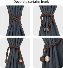 img 2 attached to 2 Pack Brown Magnetic Curtain Tiebacks Clips - Wave Rope Fabric Decorative Window Accessories For Home Office Farmhouse