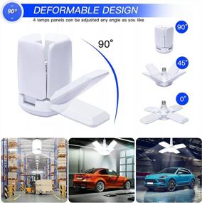 img 1 attached to 60W E26 6000LM Deformable LED Garage Ceiling Light - 6500K Daylight White, 4 Adjustable Panels For Warehouse Workshop Basement