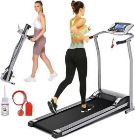 img 4 attached to Compact Folding Treadmill With LCD Monitor And 12 Preset Programs - Ideal For Home Gym, Running, Jogging, Walking - Installation-Free And Space Saving, With Pulse Grip For Optimal Tracking