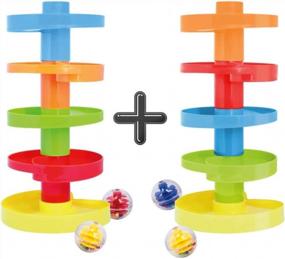 img 4 attached to Educational Ball Drop Activity Toy For Kids - Spinning Swirl Ramp Set For Toddlers And Babies, Safe From 9 Months Up.