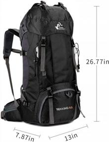img 3 attached to Ultimate Outdoor Adventure Companion - 60L Waterproof Hiking Backpack With Rain Cover And Travel Daypack For Climbing, Camping, And Touring