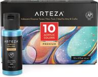 arteza iridescent acrylic paint, set of 10 dreamer colors, 2 oz/60ml bottles, high viscosity shimmer paint, water-based, blendable paints, art supplies for canvas, wood, rocks, fabrics логотип