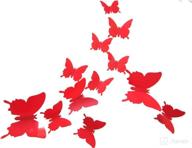 🦋 boboviia 12pcs 3d butterfly wall stickers diy butterfly art decal home decor wall mural removable stickers for wall decor home decor wall art kids room bedroom decor living room decor (red) логотип