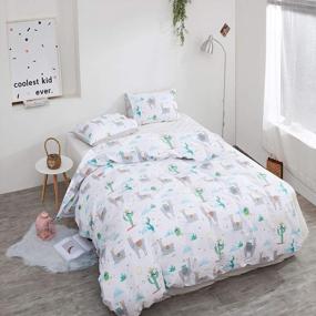 img 3 attached to Cute And Cozy: CLOTHKNOW'S Cactus And Alpaca Duvet Cover Set For Teen Girls And Women