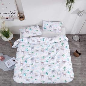 img 2 attached to Cute And Cozy: CLOTHKNOW'S Cactus And Alpaca Duvet Cover Set For Teen Girls And Women