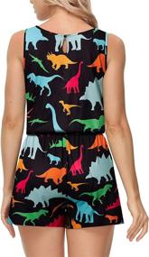 img 3 attached to 🦖 Vibrant Sleeveless Dinosaur Jumpsuit for Women: Fashionable Drawstring Clothing and Jumpsuits, Rompers & Overalls