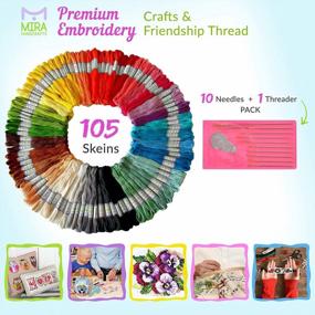 img 3 attached to 🧵 50 Skeins Embroidery Thread Set - Friendship Bracelet String - Includes 10 Needles, 1 Threader, 1 DMC Embroidery Floss Color Card - Complete Embroidery Kit by Mira Handcrafts