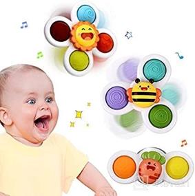 img 4 attached to 👶 Suction Cup Spinner Toys for Babies, Baby Fidget Spinning Toys for Toddlers Age 1-3, Gifts for Boys and Girls