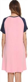 img 1 attached to Sleep In Style: Vlazom Women'S Soft Nightgowns With V-Neck, Short Sleeves And Loose Fit