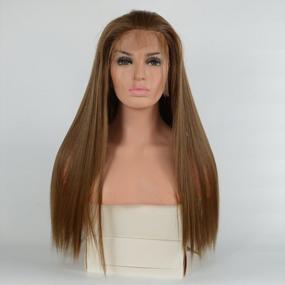 img 1 attached to FUHSI 10# Blonde 250D 22" Kanekalon Synthetic Hair Straight Lace Front Wig For Women - Soft & Smooth, Tangle-Free With Elastic Straps For Comfortable & Adjustable Perfect Fit