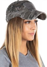 img 2 attached to Vintage Distressed Baseball Cap With Patch Embroidery For Women By Funky Junque