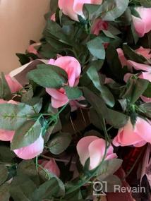 img 6 attached to Красивая розовая искусственная гирлянда из роз для украшения дома, офиса и сада - 4 шт. (30 футов) высококачественных висячих роз для свадеб, вечеринок и мероприятий