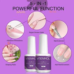 img 2 attached to Vrenmol 5-In-1 Builder Base Nail Gel Set - 15Ml Clear & Nudes For Professional Nail Strengthener, Repair, And Extension With Brush-On Application For Nail Art Decoration