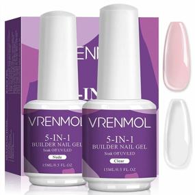 img 4 attached to Vrenmol 5-In-1 Builder Base Nail Gel Set - 15Ml Clear & Nudes For Professional Nail Strengthener, Repair, And Extension With Brush-On Application For Nail Art Decoration