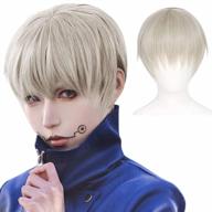 men's gray silver wig with bangs for cosplay anime short hair halloween party costume synthetic straight peluca gris plata logo