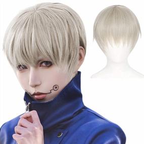 img 4 attached to Men'S Gray Silver Wig With Bangs For Cosplay Anime Short Hair Halloween Party Costume Synthetic Straight Peluca Gris Plata